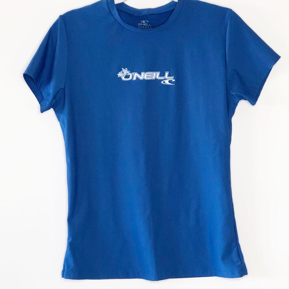 O'Neill XL Slim Fit Swim Shirt Skins UPF 50+ Blue Short Sleeve Rashie Swim Shirt